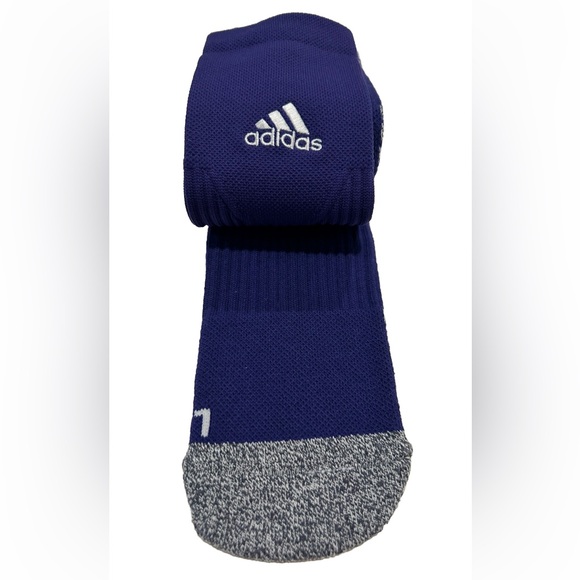 Adidas 5 Star Team Crew Socks 1 Pair Men 12-16 Purple w White Logo Cushioned NEW - Picture 8 of 10